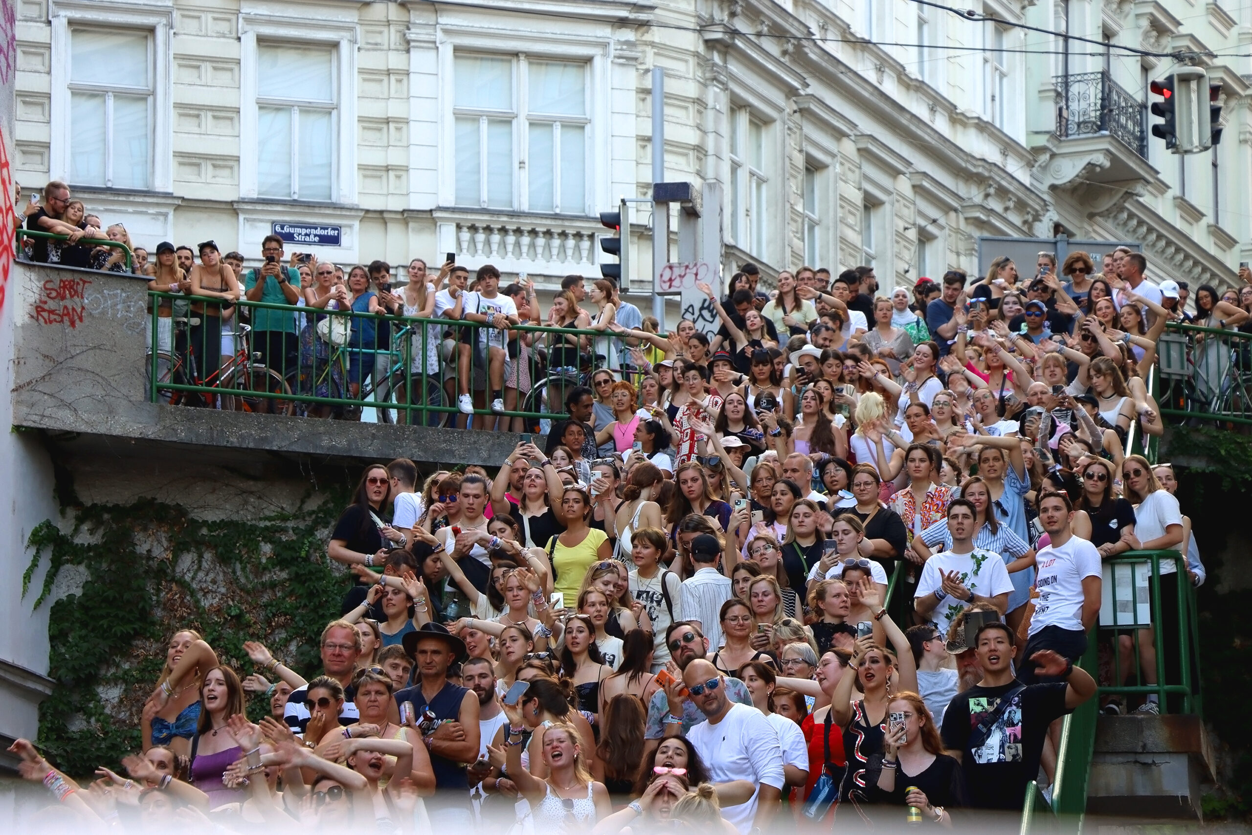 Vienna, Austria - August 10, 2024: Fans of singer Taylor Swift are gathering on the streets of Vienna, after her concert was cancelled due to terrorist threats.