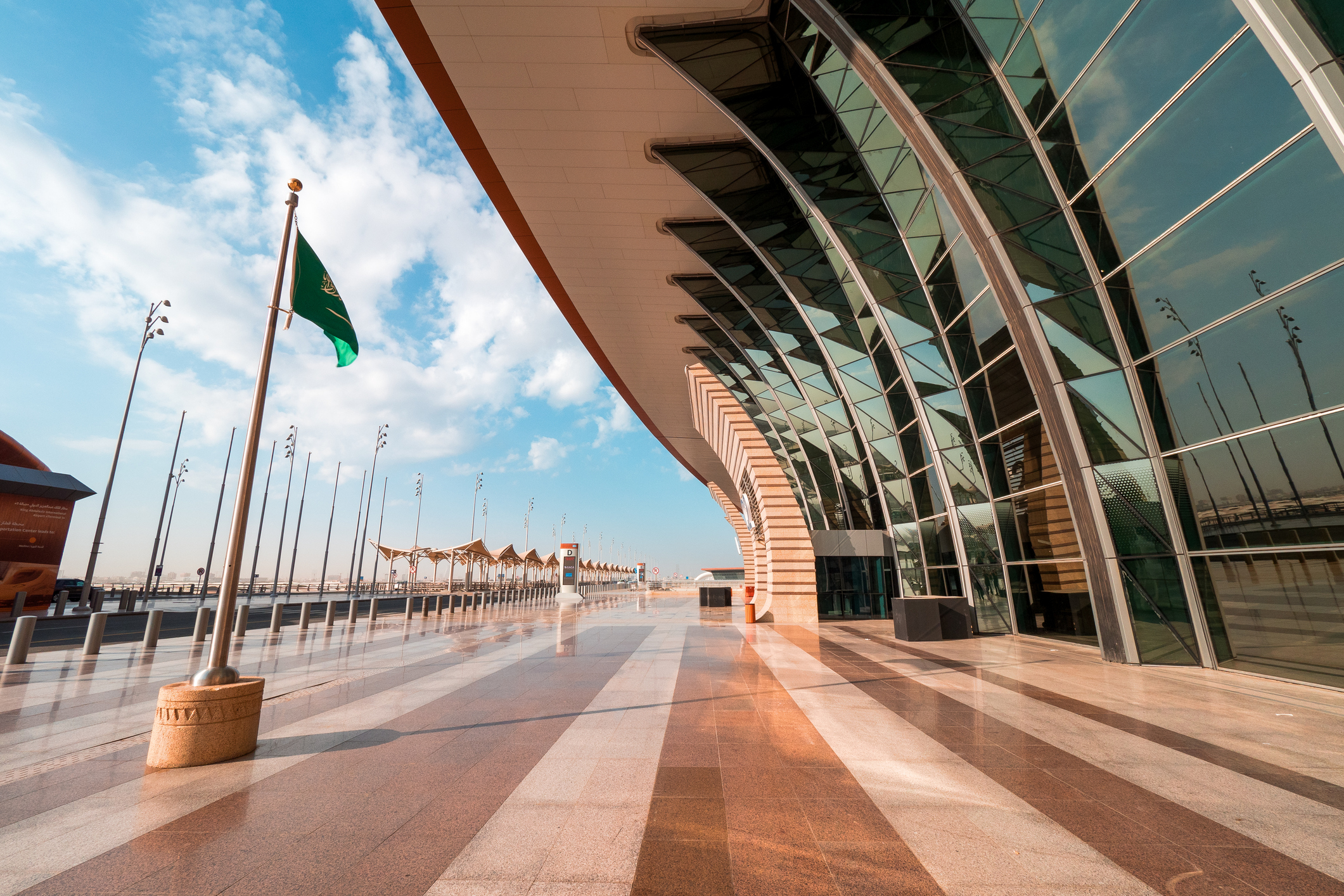 Jeddah, KSA - December 19th 2019: Exterior view of the new terminal in Jeddah during a test run in December 2019. Soon, masses of people will pass this terminal.